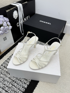Chanel White Patent Leather High Heeled Sandals Chanel White Patent Leather High Heeled Sandals