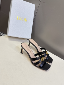 Dior 30M Black Leather High Heeled Slides Sandals 65MM Dior 30M Black Leather High Heeled Slides Sandals 65MM