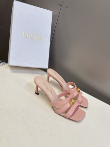 Dior 30M Pink Leather High Heeled Slides Sandals 65MM Dior 30M Pink Leather High Heeled Slides Sandals 65MM