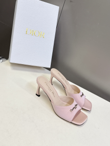 Dior My Dior Pink Satin High Heeled Slides Sandals 65MM Dior My Dior Pink Satin High Heeled Slides Sandals 65MM