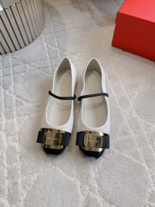 Ferragamo New Vara plate bicolor ballet flat White Leather Ferragamo New Vara plate bicolor ballet flat White Leather