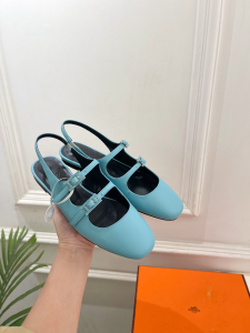 Hermes Mila Slingback Flats Light Blue Calfskin Leather Hermes Mila Slingback Flats Light Blue Calfskin Leather