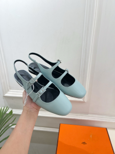 Hermes Mila Slingback Flats Light Blue Calfskin Leather Hermes Mila Slingback Flats Light Blue Calfskin Leather