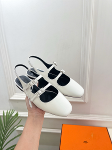 Hermes Mila Slingback Flats White Calfskin Leather Hermes Mila Slingback Flats White Calfskin Leather