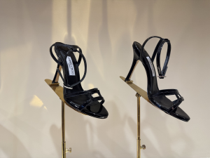 Jimmy Choo Etana Black Leather High Heeled Sandals 100MM Jimmy Choo Etana Black Leather High Heeled Sandals 100MM