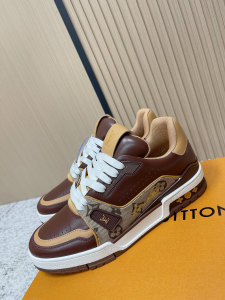 Louis Vuitton LV Trainer Sneakers Dark Brown Calfskin Leather Louis Vuitton LV Trainer Sneakers Dark Brown Calfskin Leather