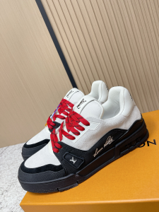 Louis Vuitton LV Trainer Sneakers White Black Suede Leather Louis Vuitton LV Trainer Sneakers White Black Suede Leather