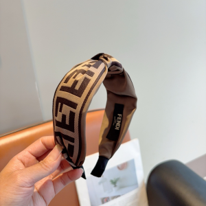 Fendi Logo Beige Canvas Fabric Headband
