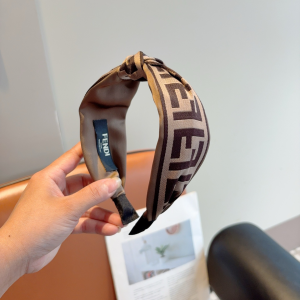 Fendi Logo Beige Canvas Fabric Headband