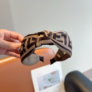 Fendi Logo Beige Canvas Fabric Headband