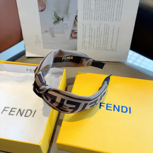 Fendi Logo Beige Canvas Fabric Headband