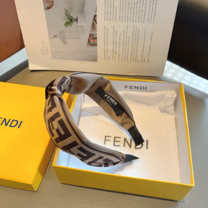 Fendi Logo Beige Canvas Fabric Headband