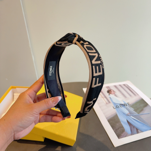 Fendi Logo Black Canvas Fabric Headband