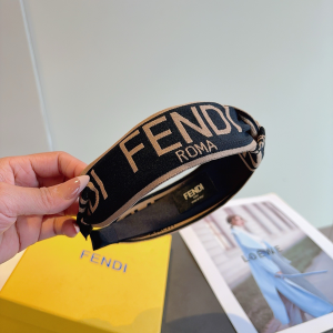 Fendi Logo Black Canvas Fabric Headband