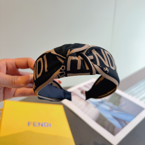 Fendi Logo Black Canvas Fabric Headband