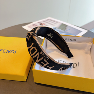 Fendi Logo Black Canvas Fabric Headband