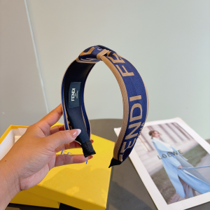Fendi Logo Blue Canvas Fabric Headband