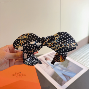 Hermes Silk Bowknot Headband Black