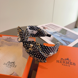Hermes Silk Bowknot Headband Black