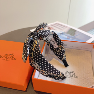 Hermes Silk Bowknot Headband Black