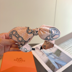 Hermes Silk Bowknot Headband Pink