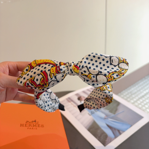 Hermes Silk Bowknot Headband White