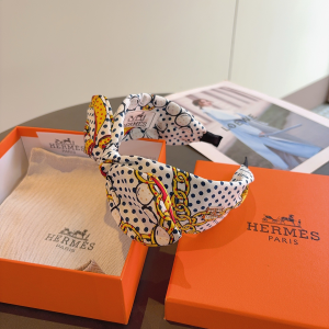 Hermes Silk Bowknot Headband White