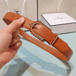 Chanel Brown Calfskin Leather Belt 30MM