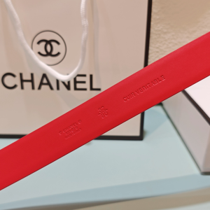 Chanel Red Calfskin Leather Belt 30MM
