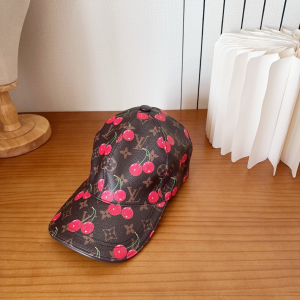 Louis Vuitton LVxTM Brown Monogram Canvas Cherry Baseball Cap Hat Louis Vuitton LVxTM Brown Monogram Canvas Cherry Baseball Cap Hat