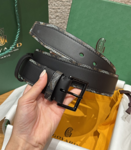 Goyard Florida Black Leather and Goyardine Canvas Belt 40MM Goyard Florida Black Leather and Goyardine Canvas Belt 40MM