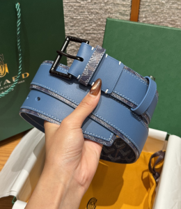 Goyard Florida Blue Leather and Goyardine Canvas Belt 40MM Goyard Florida Blue Leather and Goyardine Canvas Belt 40MM