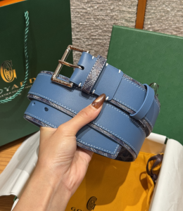 Goyard Florida Blue Leather and Goyardine Canvas Belt 40MM Goyard Florida Blue Leather and Goyardine Canvas Belt 40MM