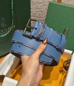 Goyard Florida Blue Leather and Goyardine Canvas Belt 40MM Goyard Florida Blue Leather and Goyardine Canvas Belt 40MM