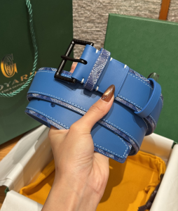 Goyard Florida Blue Leather and Goyardine Canvas Belt 40MM Goyard Florida Blue Leather and Goyardine Canvas Belt 40MM