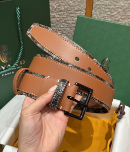 Goyard Florida Brown Leather and Goyardine Canvas Belt 40MM Goyard Florida Brown Leather and Goyardine Canvas Belt 40MM