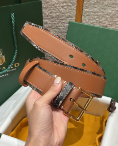 Goyard Florida Brown Leather and Goyardine Canvas Belt 40MM Goyard Florida Brown Leather and Goyardine Canvas Belt 40MM