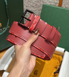 Goyard Florida Red Leather and Goyardine Canvas Belt 40MM Goyard Florida Red Leather and Goyardine Canvas Belt 40MM