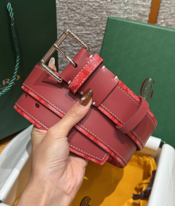 Goyard Florida Red Leather and Goyardine Canvas Belt 40MM Goyard Florida Red Leather and Goyardine Canvas Belt 40MM