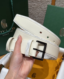 Goyard Florida White Leather and Goyardine Canvas Belt 40MM Goyard Florida White Leather and Goyardine Canvas Belt 40MM