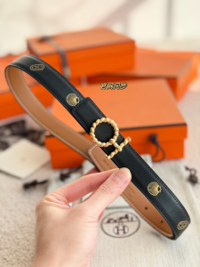 Hermes Flot Godronne Belt Buckle Reversible leather Strap Belt Black Brown 24MM Hermes Flot Godronne Belt Buckle Reversible leather Strap Belt Black Brown 24MM
