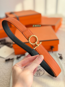 Hermes Flot Godronne Belt Buckle Reversible leather Strap Belt Black Orange 24MM Hermes Flot Godronne Belt Buckle Reversible leather Strap Belt Black Orange 24MM