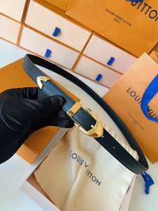 Louis Vuitton LV Timeless Black Calfskin Leather Belt 20MM Louis Vuitton LV Timeless Black Calfskin Leather Belt 20MM