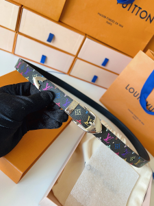 Louis Vuitton LV Timeless Black Multicolor Monogram Canvas Belt 20MM Louis Vuitton LV Timeless Black Multicolor Monogram Canvas Belt 20MM