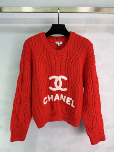 Chanel CC Logo Cashmere Knitted Sweaters Red Chanel CC Logo Cashmere Knitted Sweaters Red