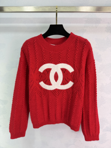 Chanel CC Logo Cashmere Knitted Sweaters Red Chanel CC Logo Cashmere Knitted Sweaters Red