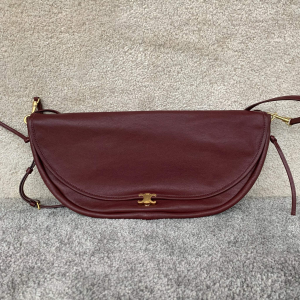 Celine Halfmoon Soft Triomphe Shoulder Crossbody Bag Red Supple Shiny Lambskin Celine Halfmoon Soft Triomphe Shoulder Crossbody Bag Red Supple Shiny Lambskin