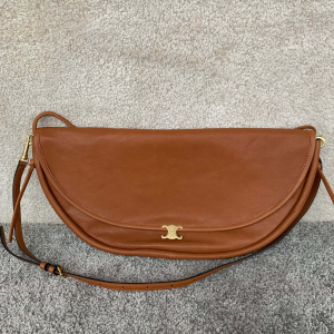 Celine Halfmoon Soft Triomphe Shoulder Crossbody Bag Tan Supple Shiny Lambskin Celine Halfmoon Soft Triomphe Shoulder Crossbody Bag Tan Supple Shiny Lambskin