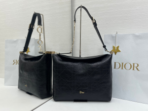 Dior Large Hobo Shoulder Bag Black Cannage Calfskin Leather Dior Large Hobo Shoulder Bag Black Cannage Calfskin Leather