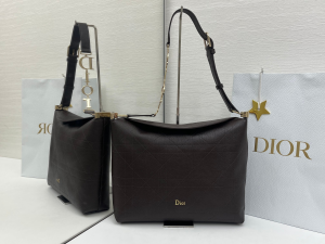 Dior Large Hobo Shoulder Bag Dark Brown Cannage Calfskin Leather Dior Large Hobo Shoulder Bag Dark Brown Cannage Calfskin Leather